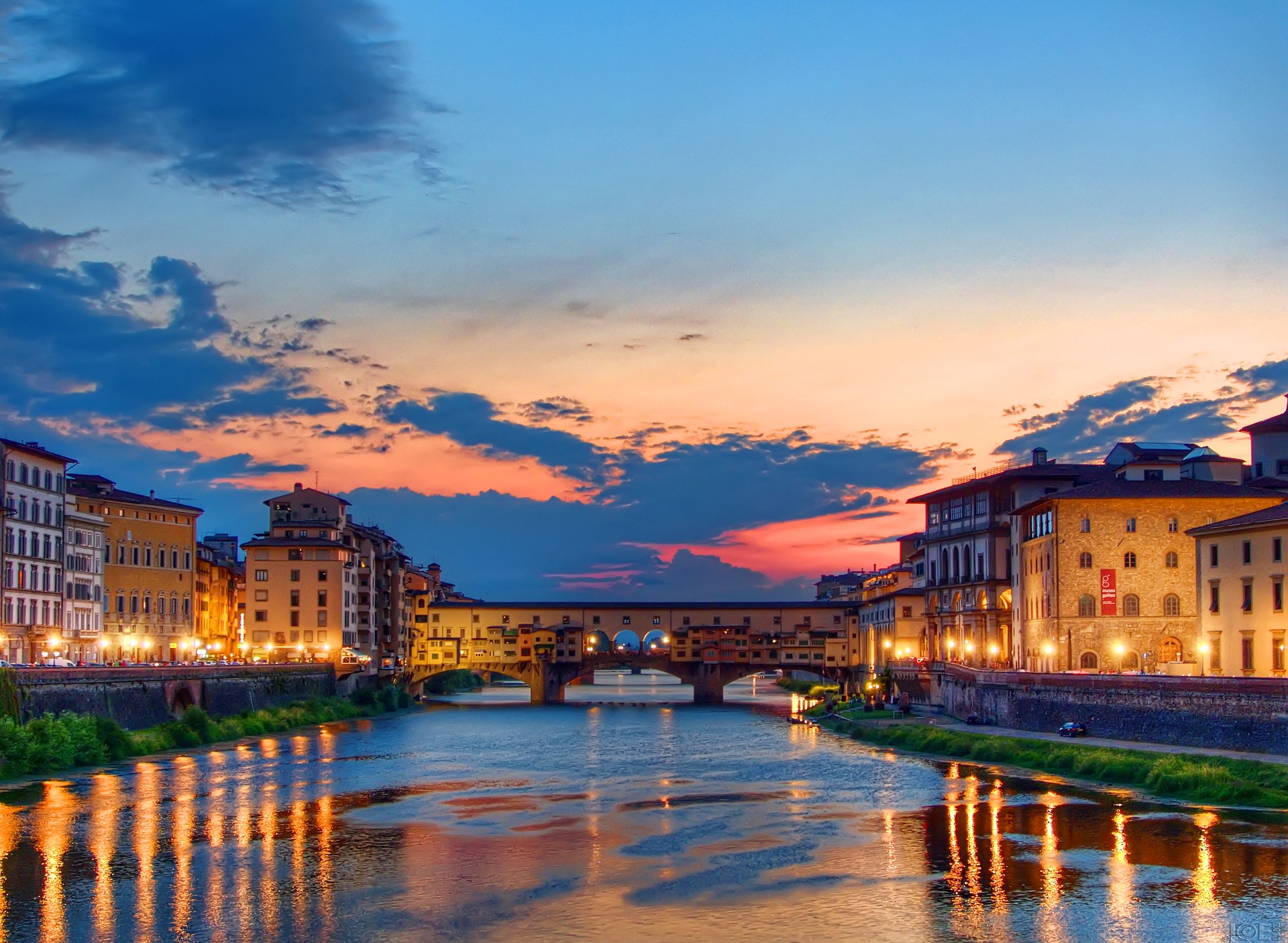 Sunset over the Ponte Vecchio, Florence, Italy