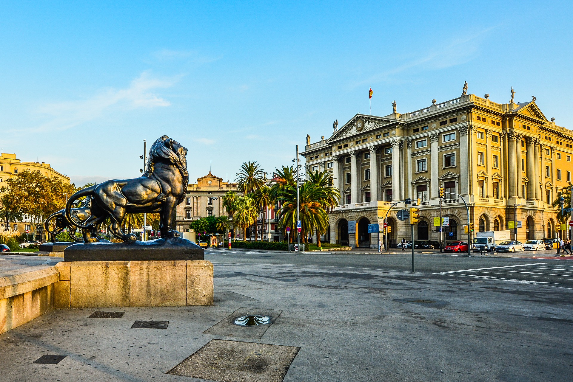 Lion statue in Barcelona, Spain