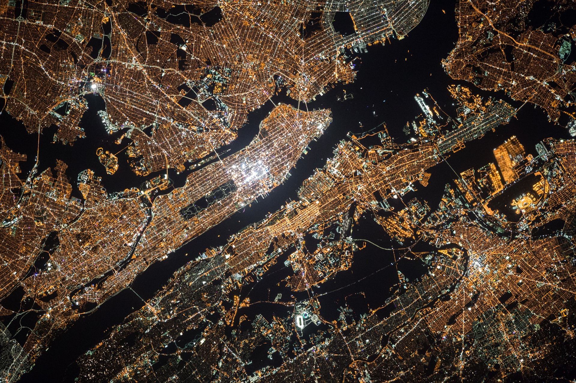 Aerial View of New York City at Night