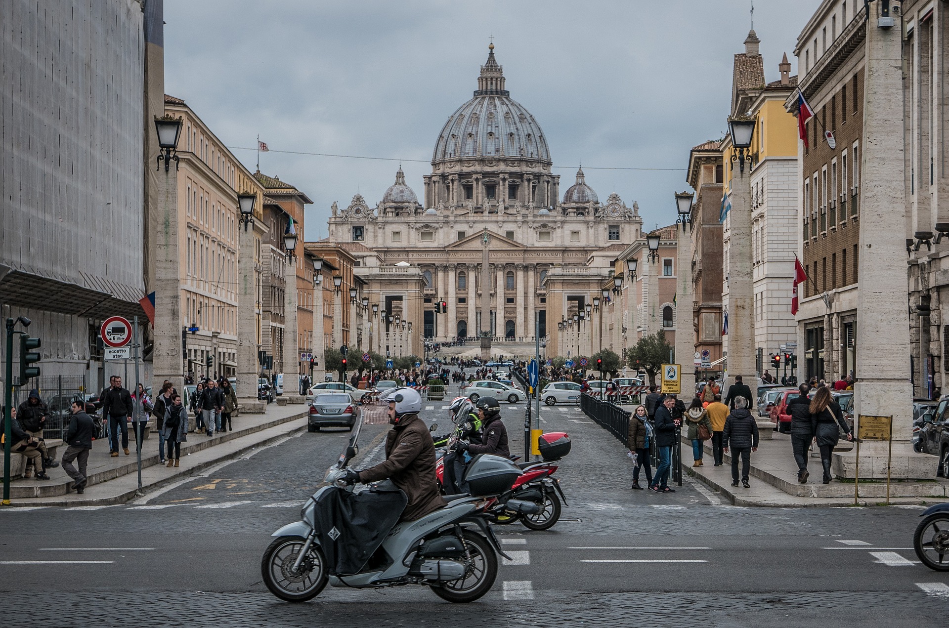 Scooters outside St. Peter’s Basilica, Rome