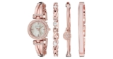 Anne Klein Rose Goldtone Crystal Bangle And Watch Gift Set