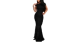 Elapsy Womens Sexy Off Shoulder Bardot Lace Evening Gown Fishtail Maxi Dress