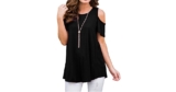 PrinStory Women’s Cold Shoulder Shorts Sleeve Top