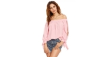 SheIn Women’s Off Shoulder Slit Sleeve Tie Cuff Blouse Top