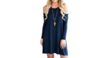 HAOMEILI Women’s Cold Shoulder With Pockets Casual Swing T-Shirt Dresses